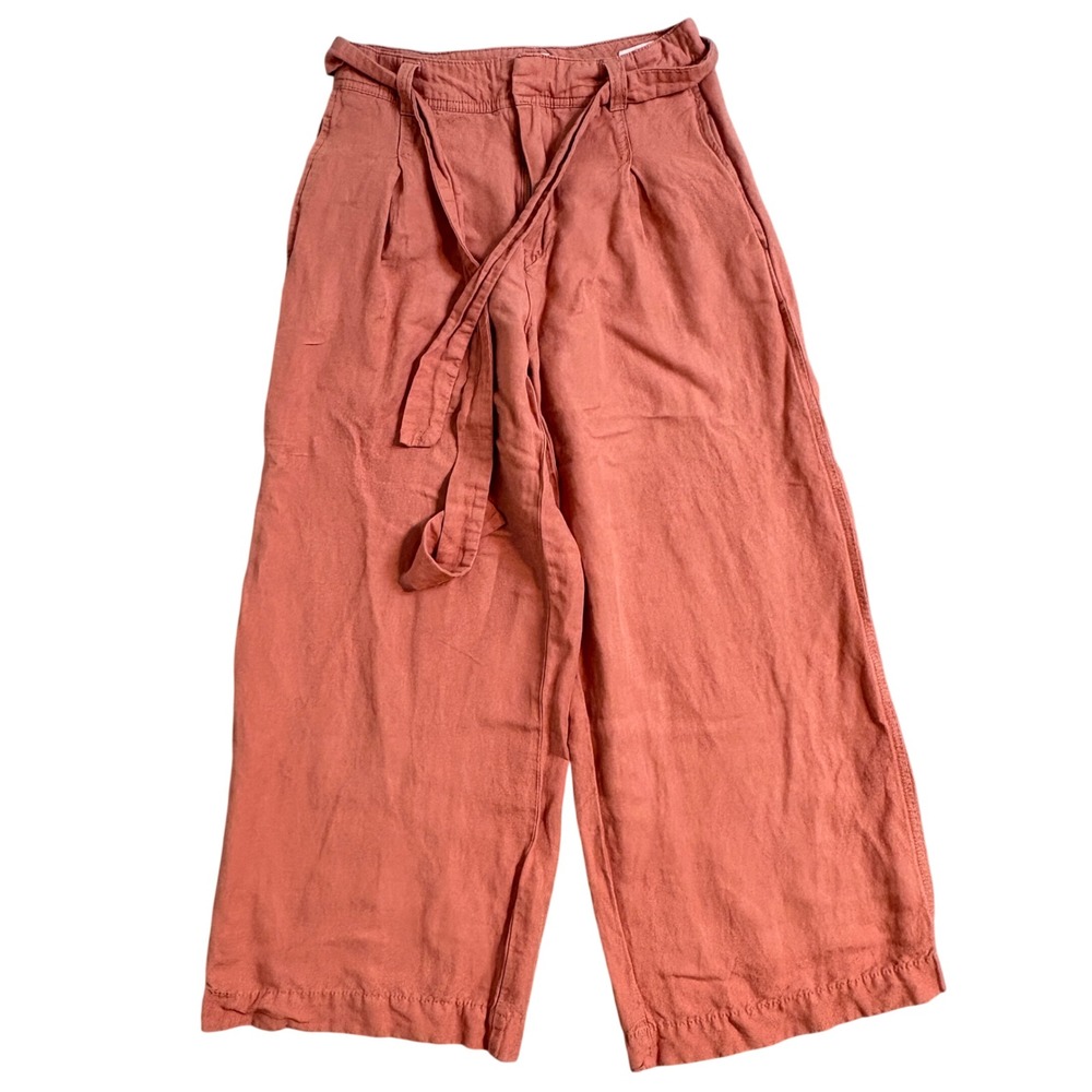 GAP Wide Leg Linen-Blend Pants in Dusty Rose